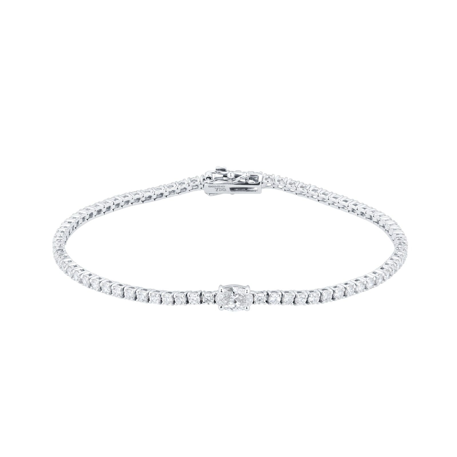 18ct White Gold 2.90ct Oval Cut Diamond Tennis Bracelet
