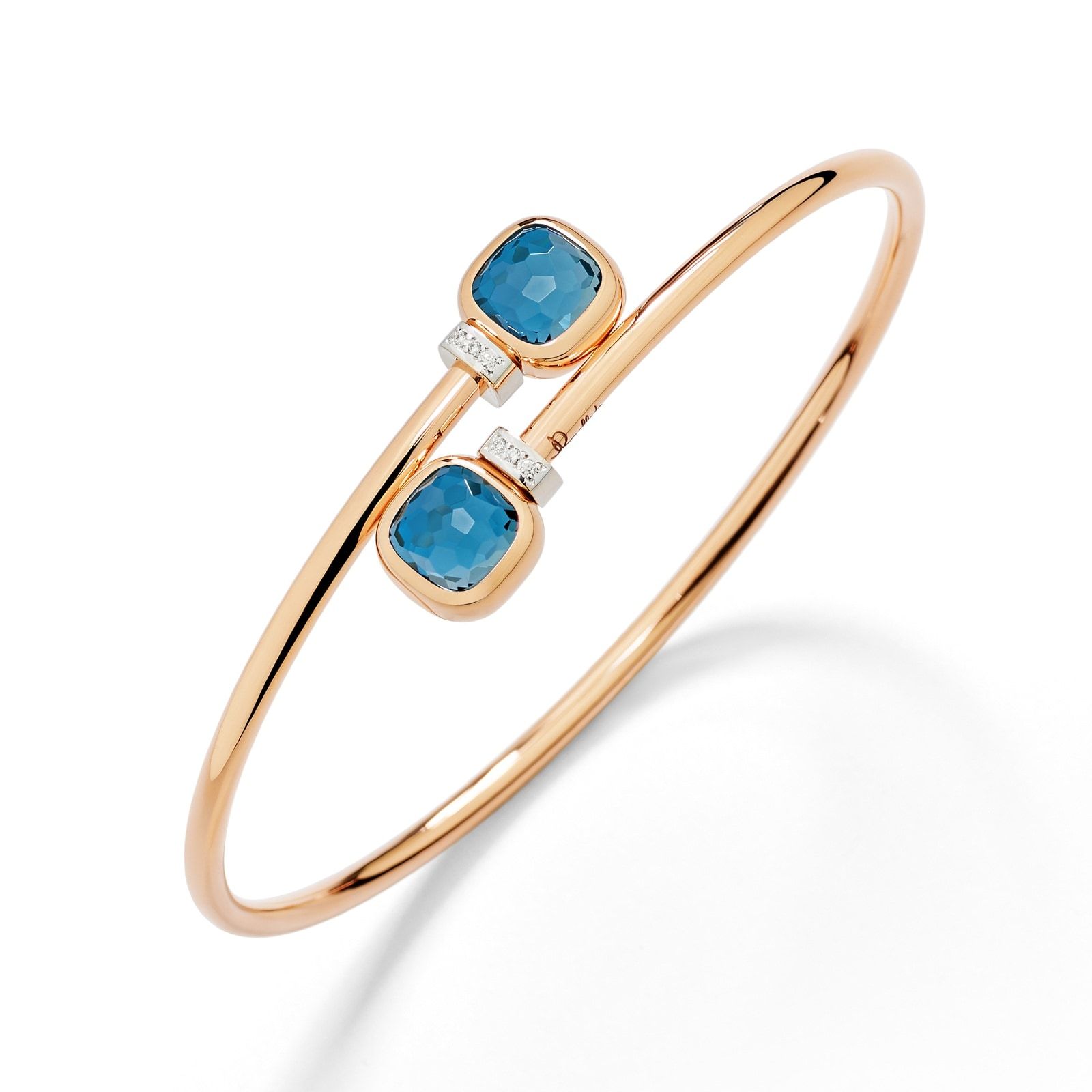 18ct Rose Gold Nudo London Blue Topaz & 0.02ct Diamond Bangle