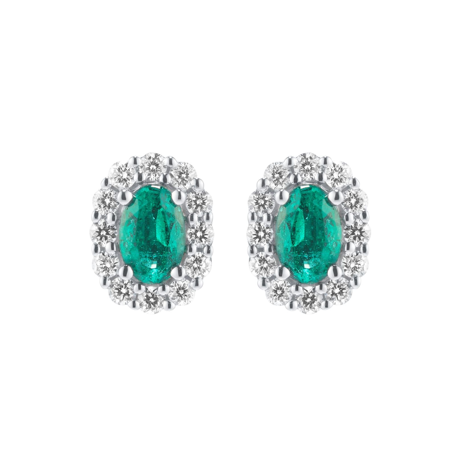 Mappin & Webb Oval Emerald Diamond Stud Earrings
