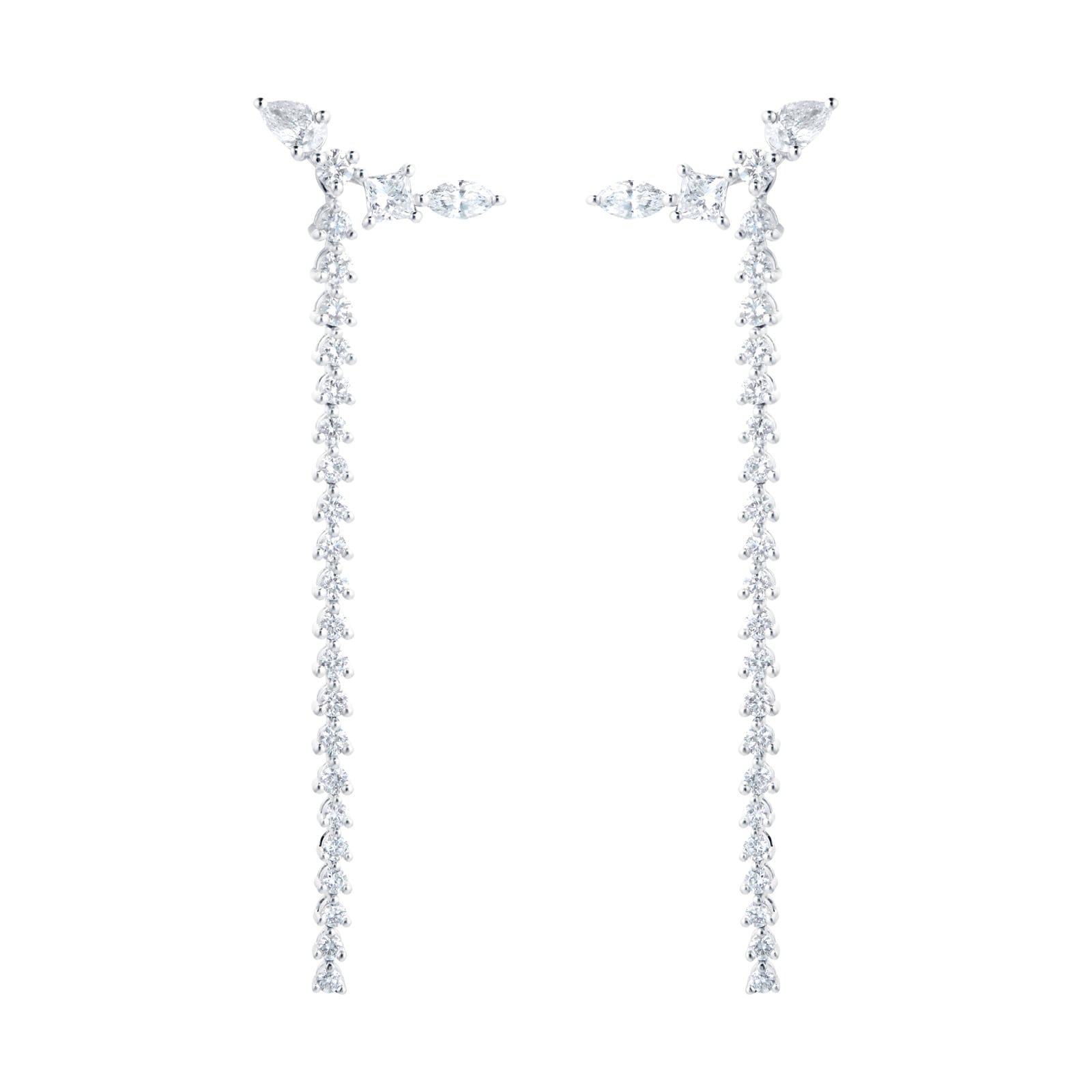 Riveret Mixed Cut Diamond Climber Drop Earrings