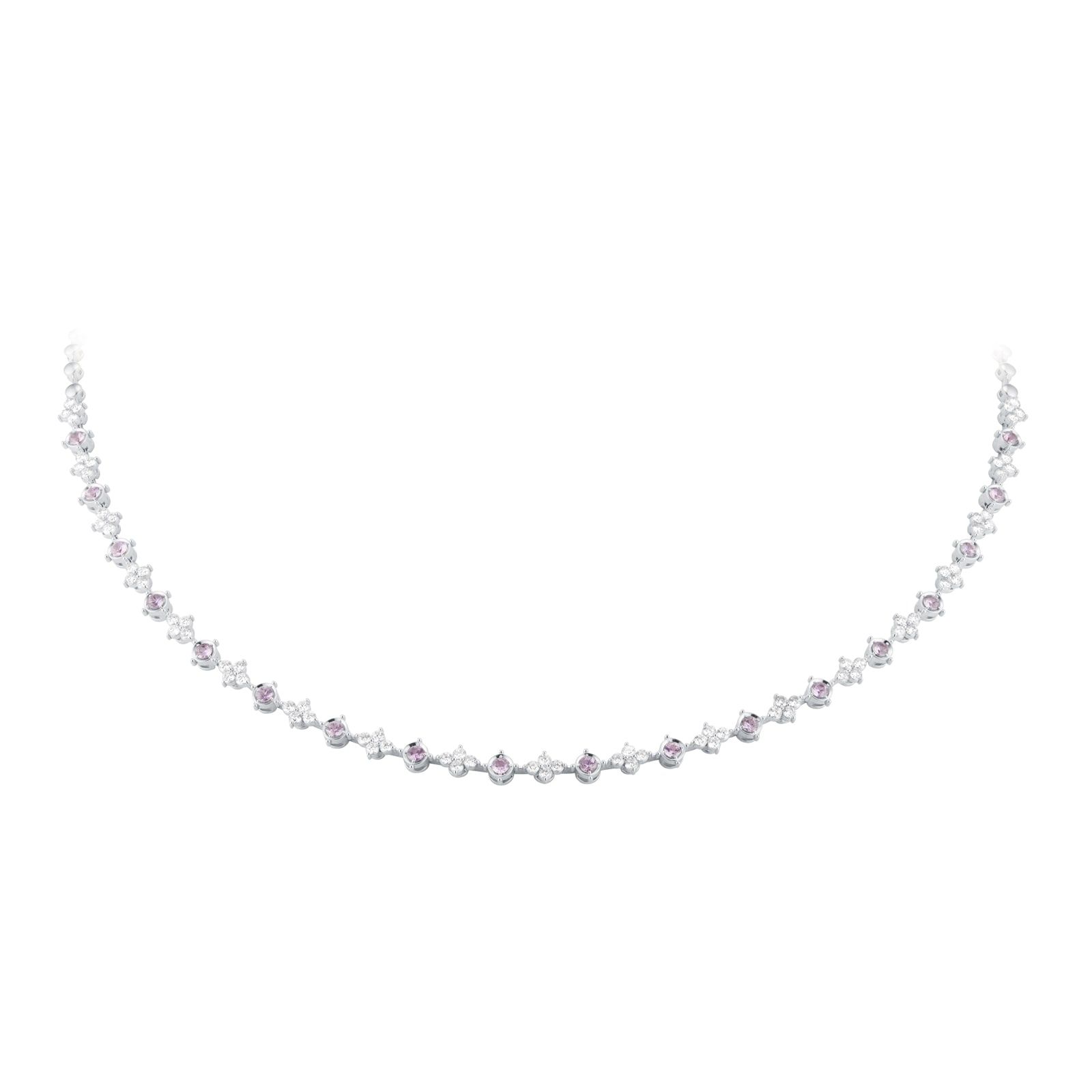 Mappin & Webb Diamond & Pink Sapphire Necklace