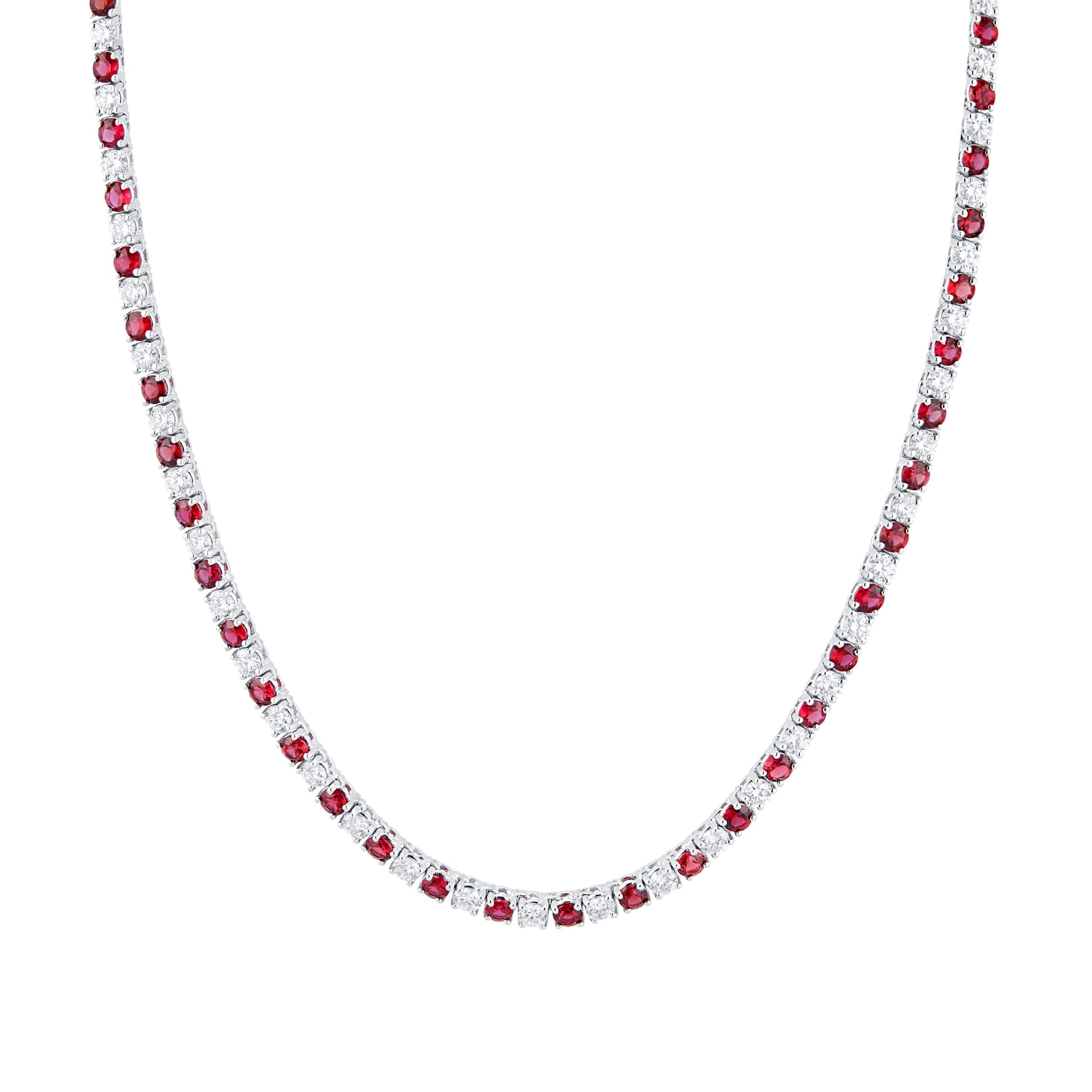 Mappin & Webb Ruby & Diamond Line Necklace