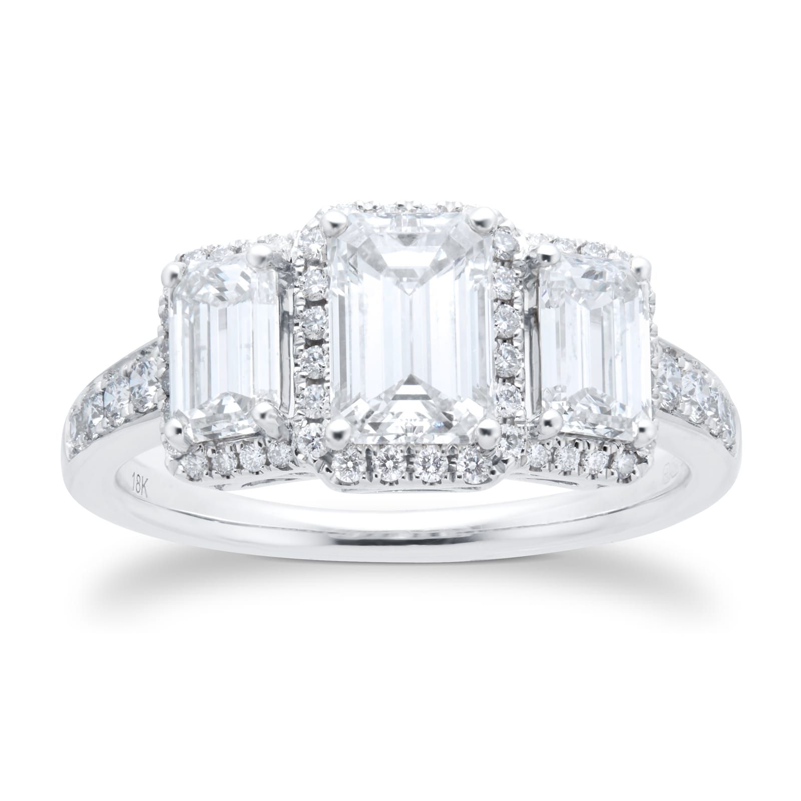 18ct White Gold 2.33ct Three Stone Diamond Ring