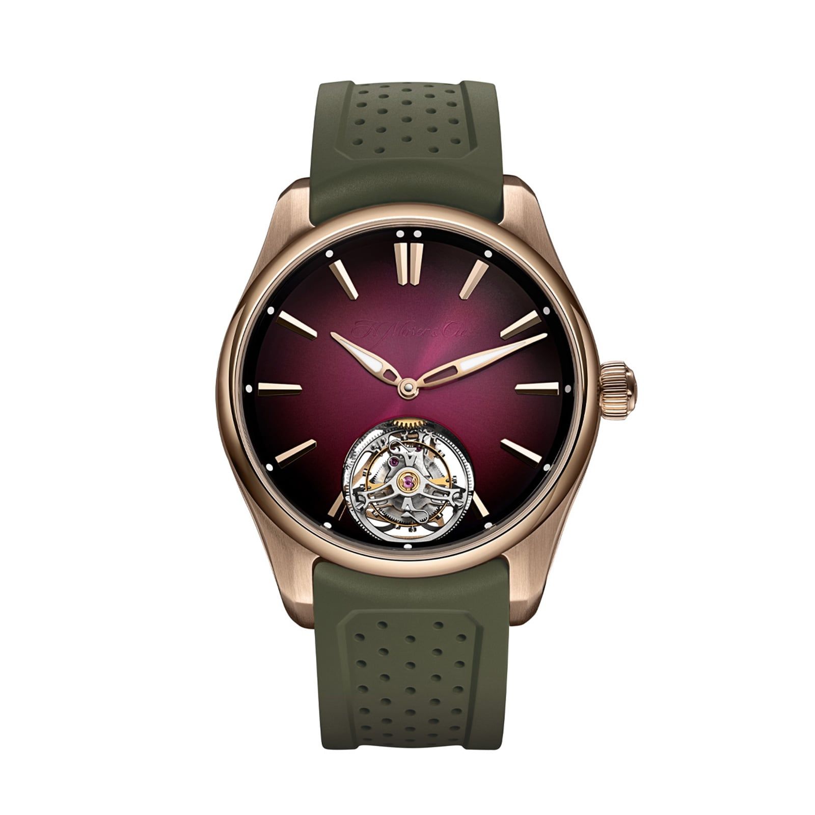H. Moser & Cie Pioneer Tourbillon Burgundy 40mm Watch