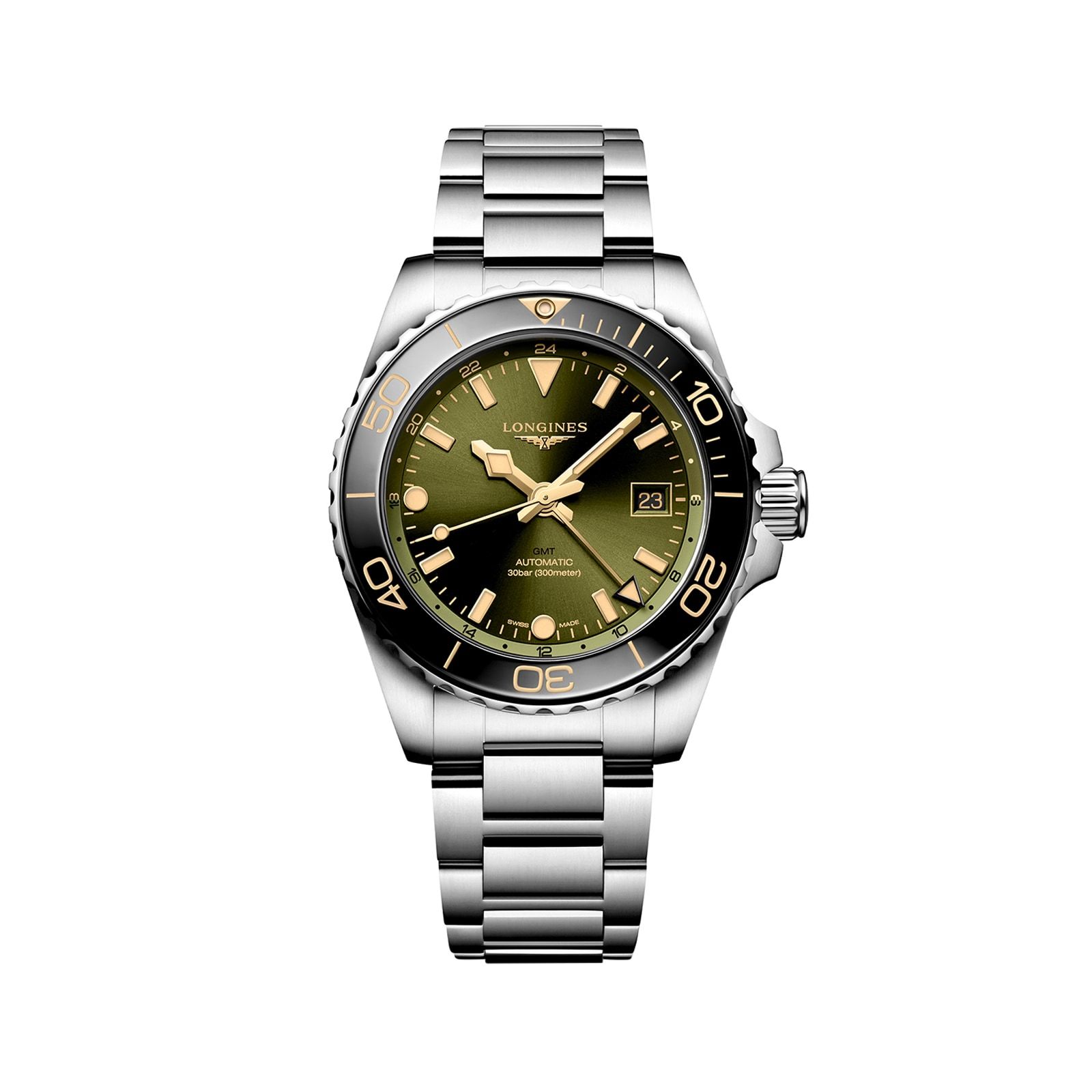 Longines Hydro Conquest 41mm Mens Watch Green Stainless Steel
