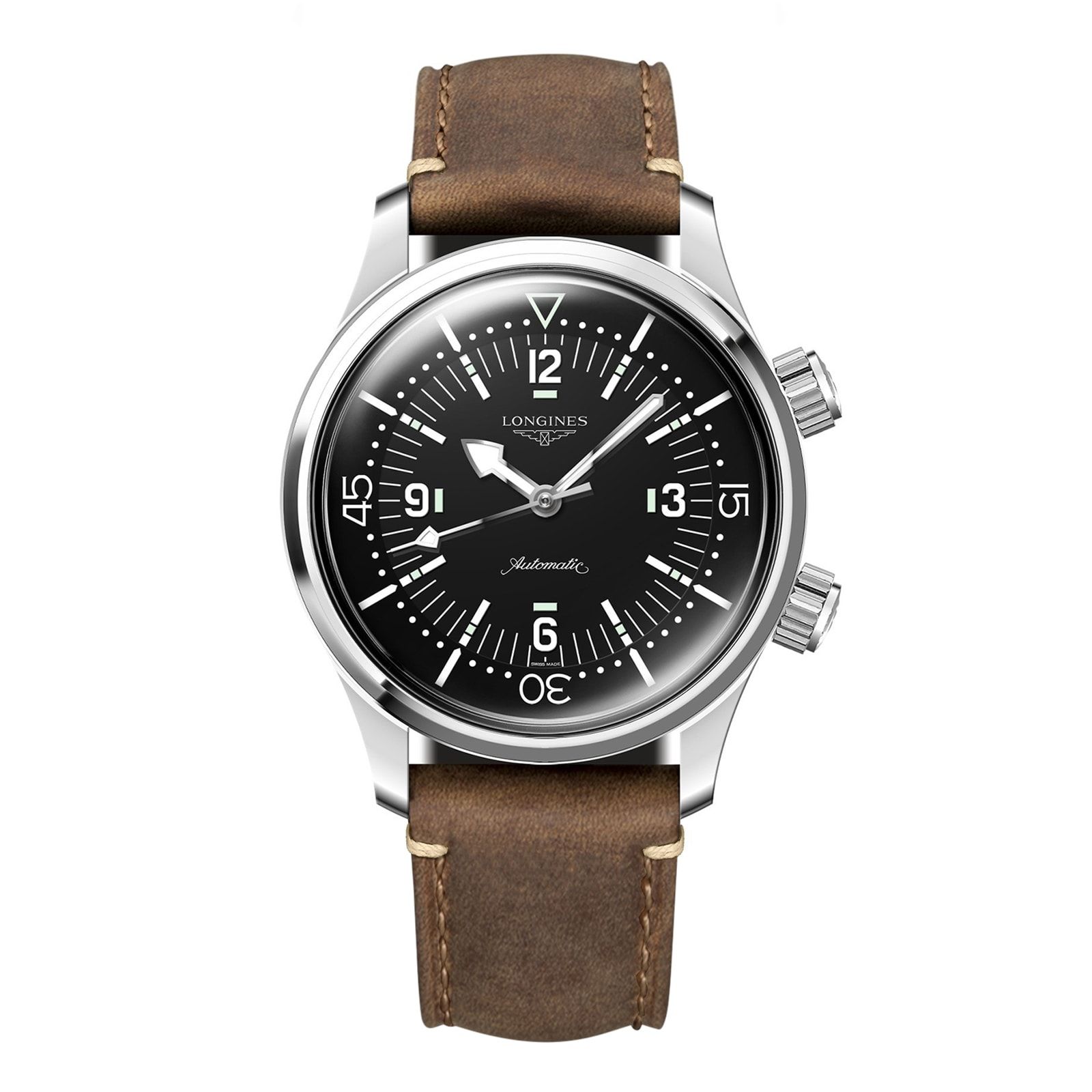 Longines Legend Diver 39mm Black Leather Watch