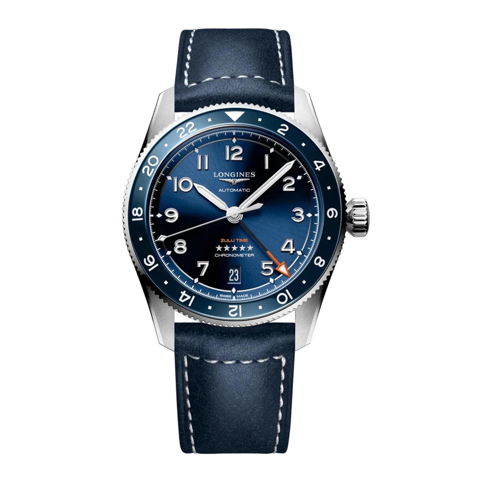 Longines Spirit Zulu Time 39mm Blue Dial Watch