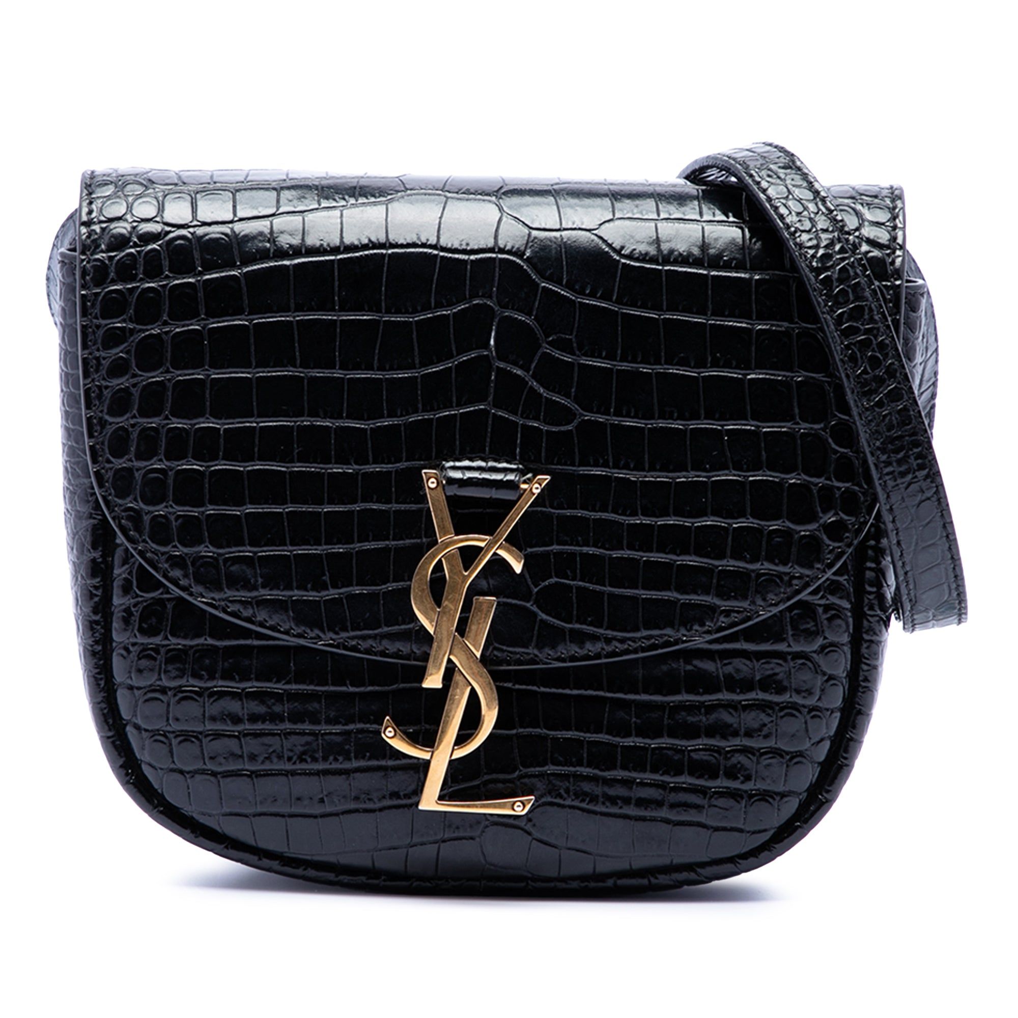 Saint Laurent Small Croc Embossed Monogram Kaia Crossbody