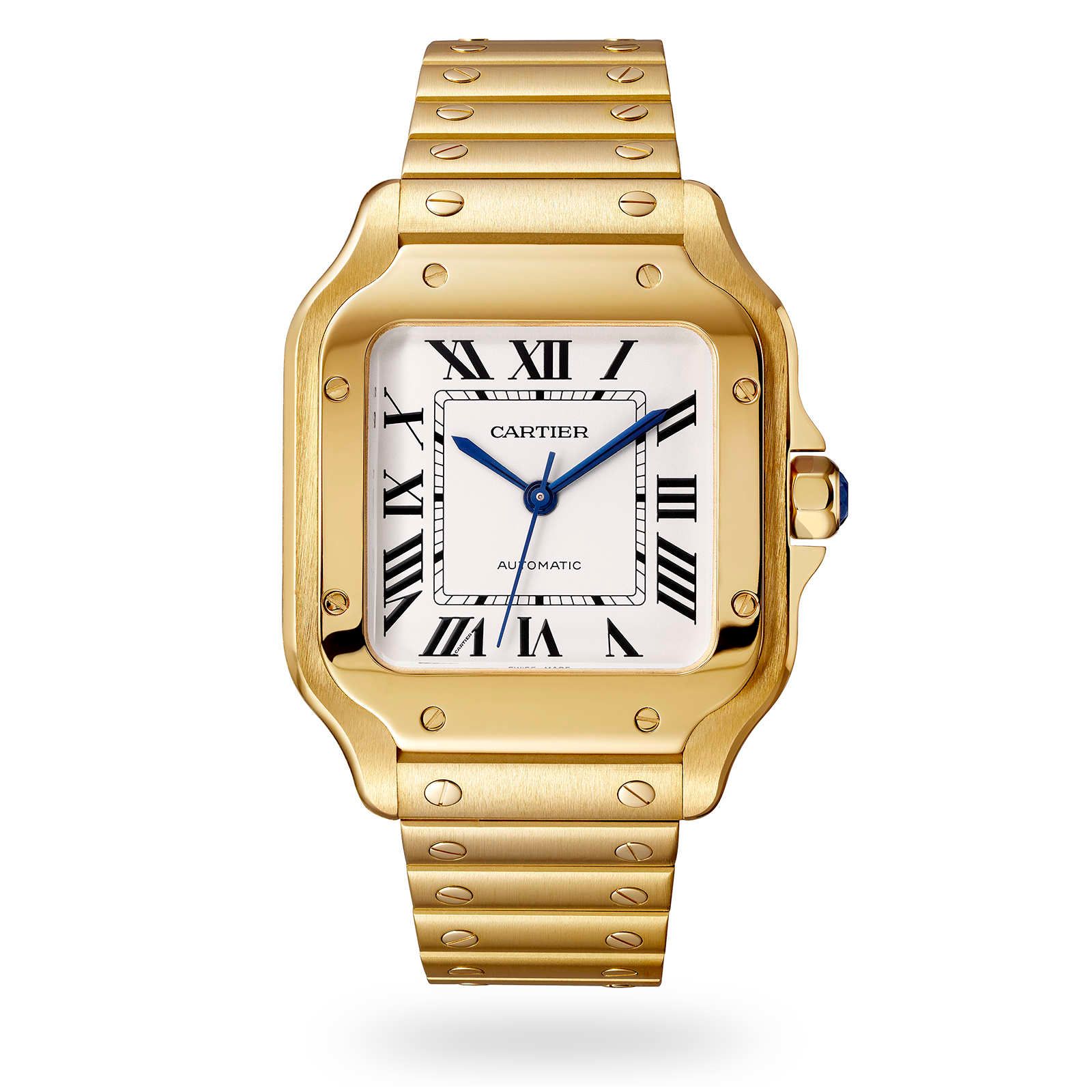 Santos De Cartier Watch Medium Model, Automatic Movement, Yellow Gold