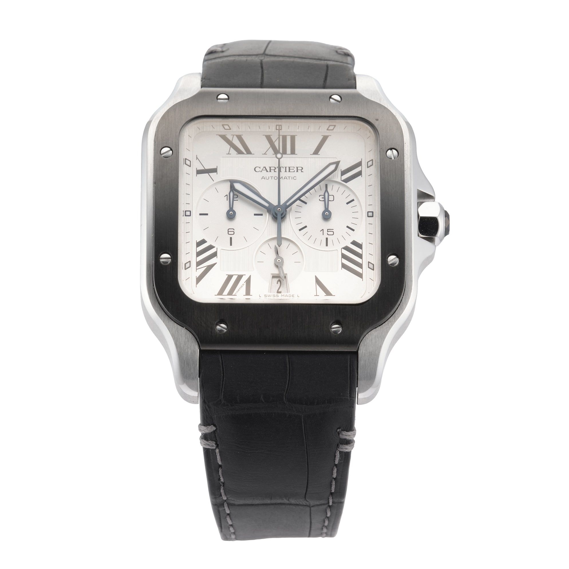 Pre-Owned Santos De Chronograph 43.3mm Stainless Steel