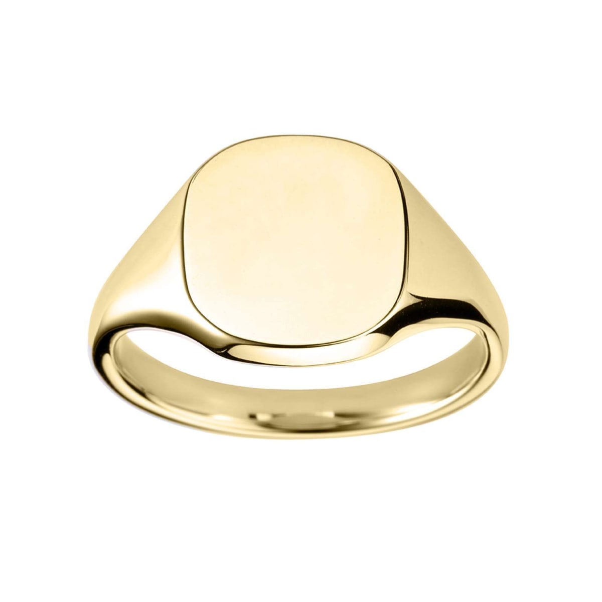 9ct Yellow Gold Cushion Stamped Signet Ring (13x12)